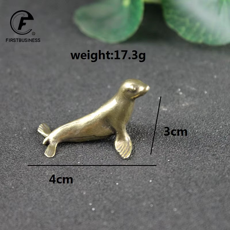 Sea Animal Seal Figurines Miniatures Retro Brass Office Desktop Crafts Ornament Gifts Home Decorations Living Room Accessories
