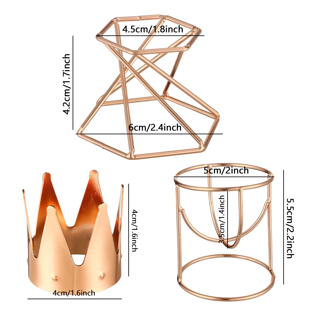 Metal Crystal Ball Base Hexagon/Crown/Egg Shape Sphere Stone Support Display Stand Figurine Holder Home Decor Desktop Ornaments