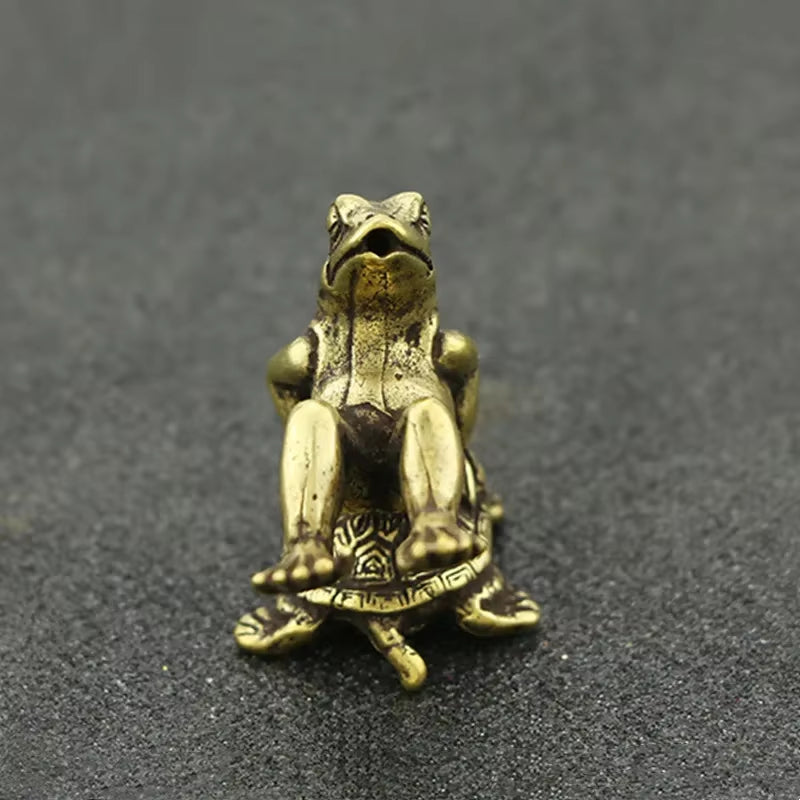 Antique Play Brass Tortoise Frog Miniature Statue Decoration Desk Decoration Home Decoration Bronze Sculpture
