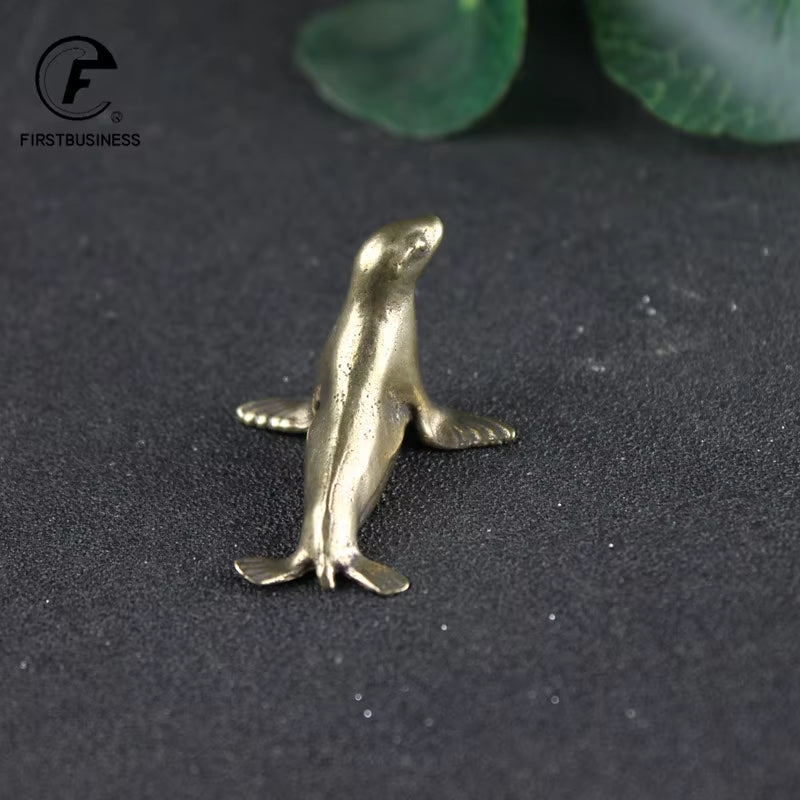 Sea Animal Seal Figurines Miniatures Retro Brass Office Desktop Crafts Ornament Gifts Home Decorations Living Room Accessories