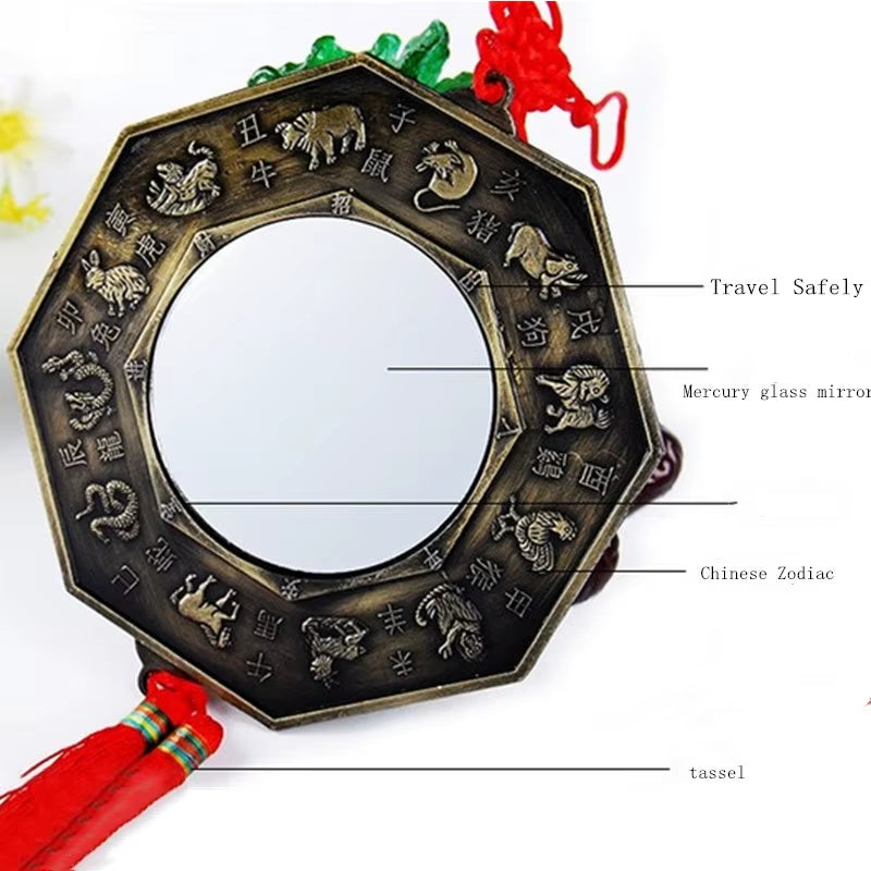1PC Chinese Feng Shui Bagua Mirror Metal Yin Yang Bagua Mirror with Chinese Knot Good Luck Fortune Prayer