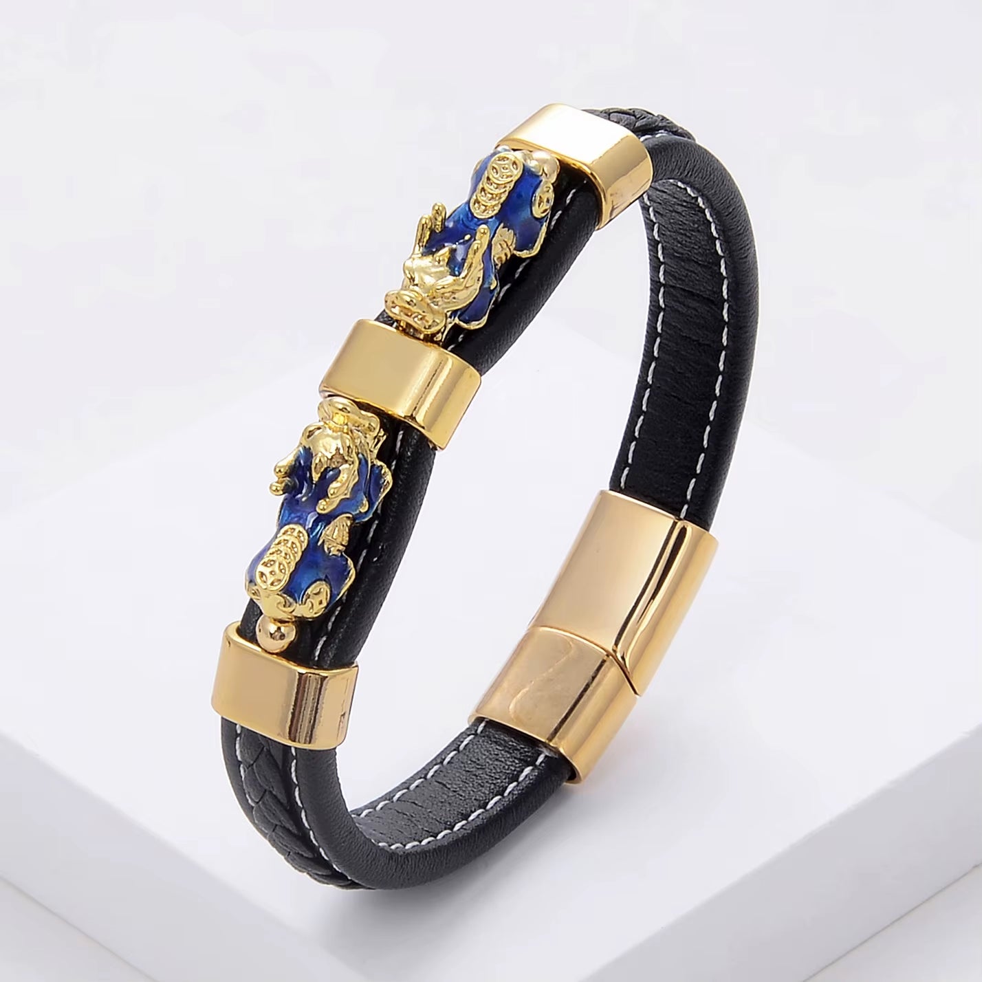 Men'S Feng Shui Bracelet Charm Woven Leather Rope Chain Colorful PIXIU Guard Bracelet for Health Wealth and Luck Jewelry