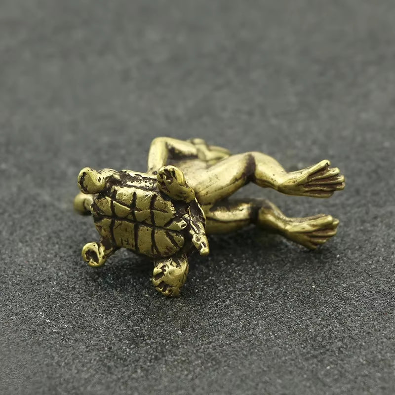 Antique Play Brass Tortoise Frog Miniature Statue Decoration Desk Decoration Home Decoration Bronze Sculpture